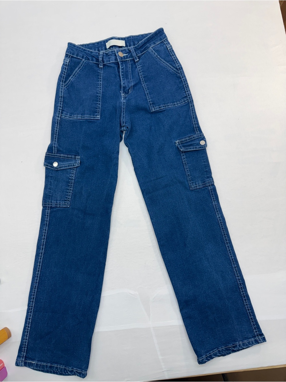 Angels Women's Blue Boot Cut Cargo Jeans